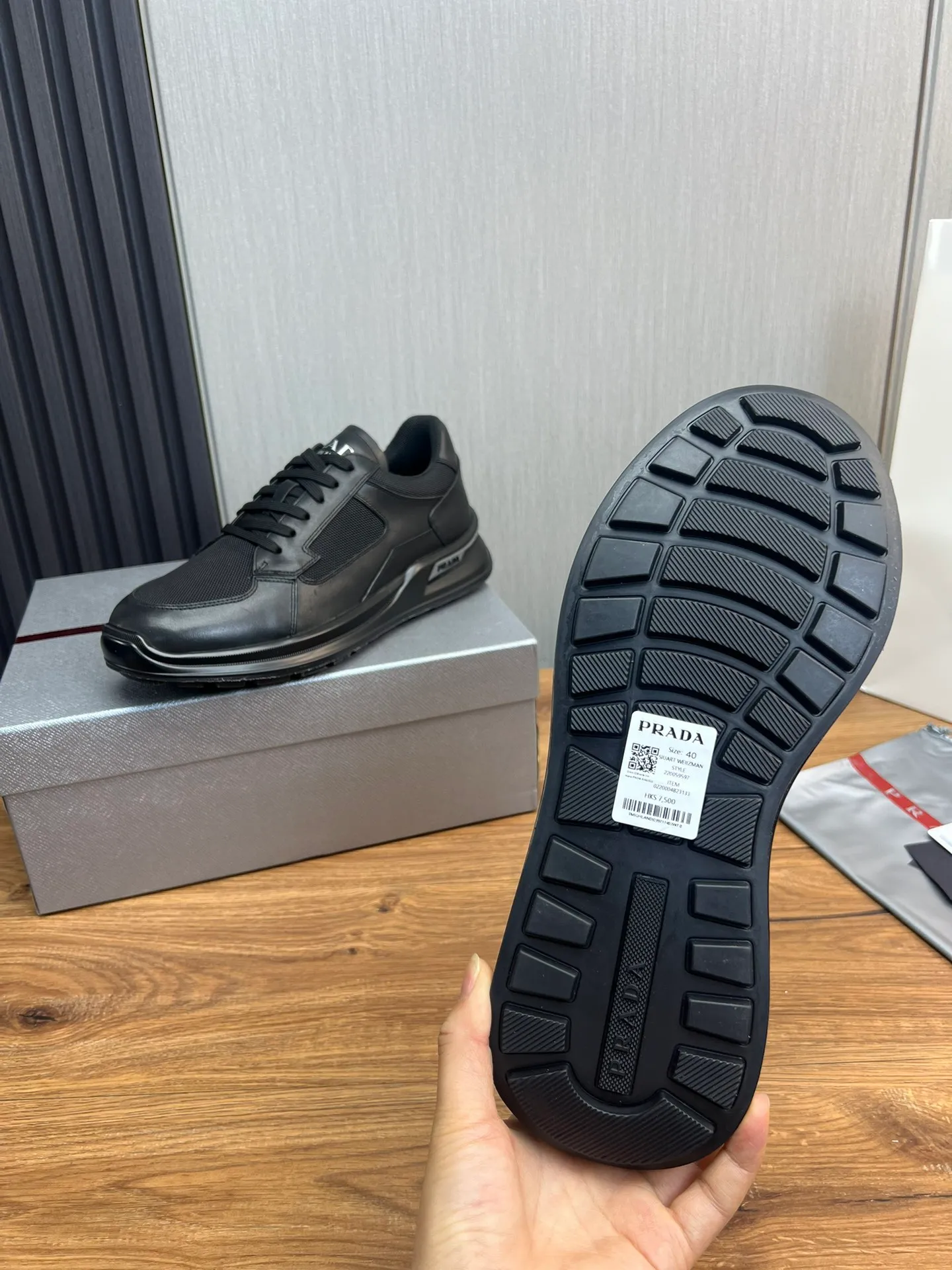 Men's shoes 💰620💰 [PRADA] Men's shoes are popular in the counter, official website is synchronized, 1 high-quality shipment ✔️Original cowhide stitching mesh + cowhide lining, 1🆚1 replica, original original bottom, 38-45 (45 customized, non-refundable)
